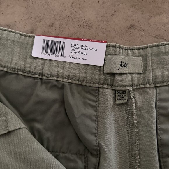 Joie Women’s Pleated Shorts Faded Cactus Green Sz XL NWT MSRP $158 Cotton Linen - Picture 8 of 11